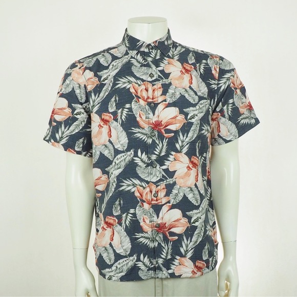 Tommy Bahama Other - Tommy Bahama Hawaiian Shirt Mens Medium Blue Floral AOP Camp Viscose Aloha